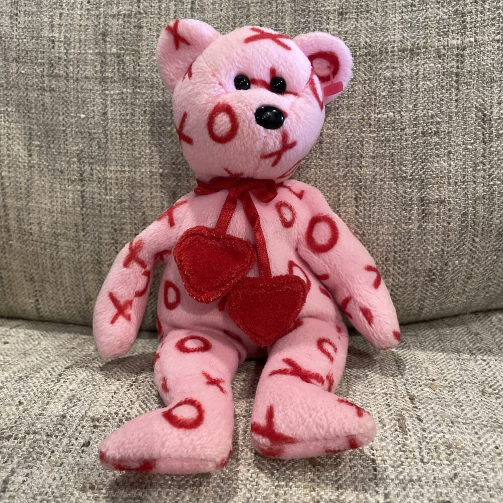 TY "Hug-Hug" Beanie buddies Valentines bear Plush Bear Pink And Red Plush Bear